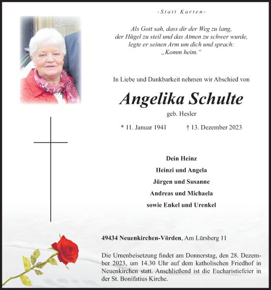 Anzeige von Angelika Schulte von OM-Medien