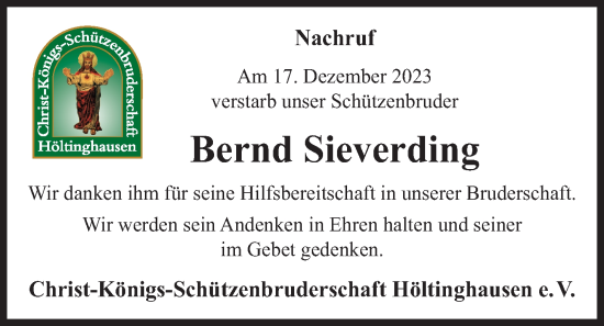 Anzeige von Bernd Sieverding von OM-Medien