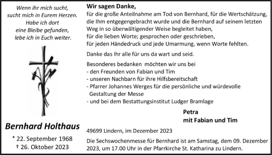 Anzeige von Bernhard Holthaus von OM-Medien