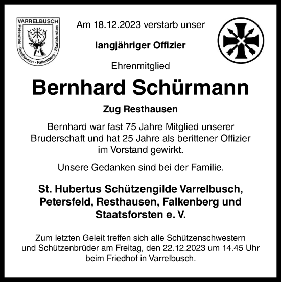 Anzeige von Bernhard Schürmann von OM-Medien