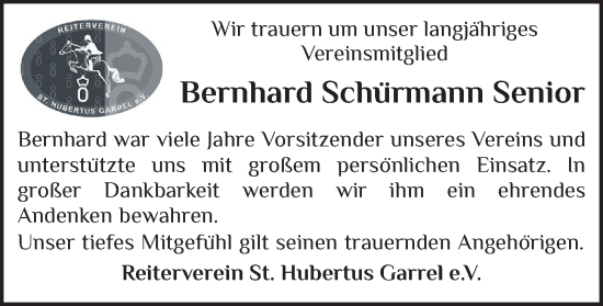 Anzeige von Bernhard Schürmann von OM-Medien