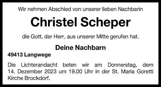 Anzeige von Christel Scheper von OM-Medien