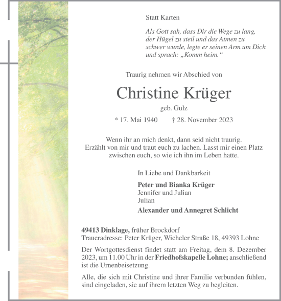 Anzeige von Christine Krüger von OM-Medien