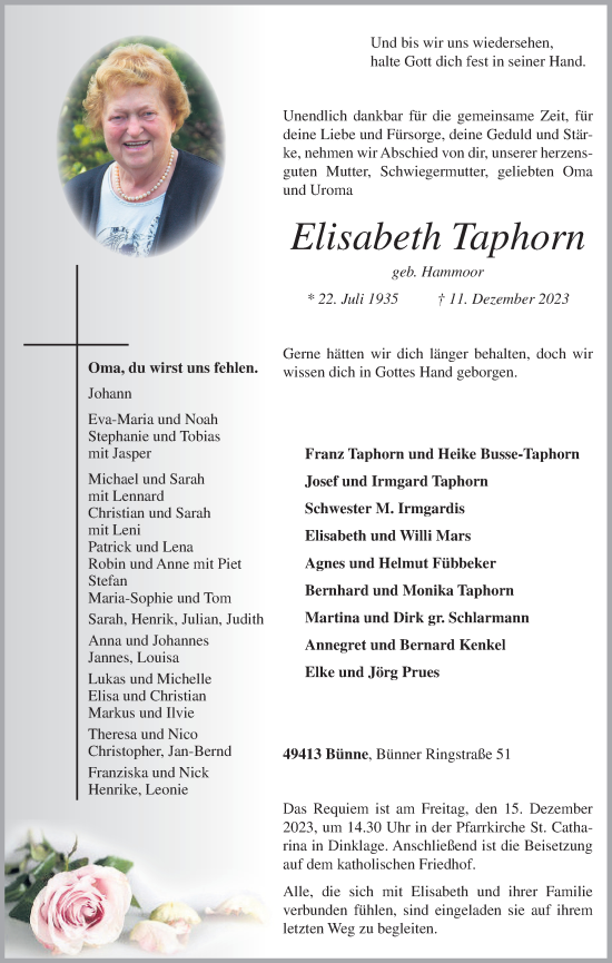 Anzeige von Elisabeth Taphorn von OM-Medien