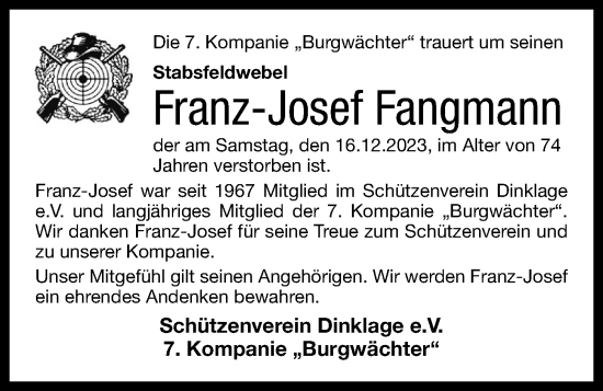 Anzeige von Franz-Josef Fangmann von OM-Medien