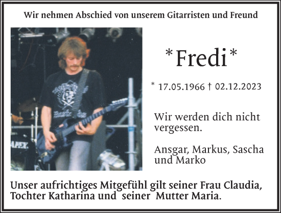 Anzeige von Fredi  von OM-Medien