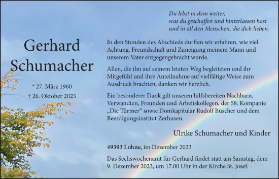 Anzeige von Gerhard Schumacher von OM-Medien