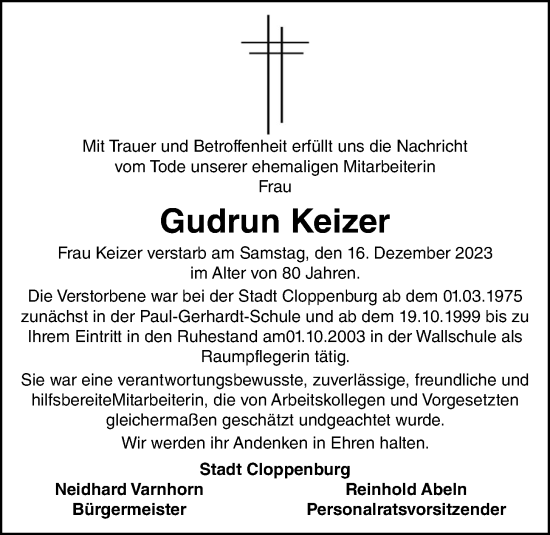 Anzeige von Gudrun Keizer von OM-Medien