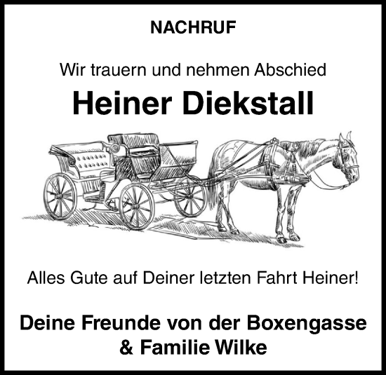 Anzeige von Heiner Diekstall von OM-Medien