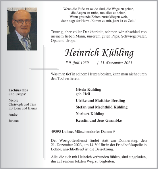 Anzeige von Heinrich Kühling von OM-Medien