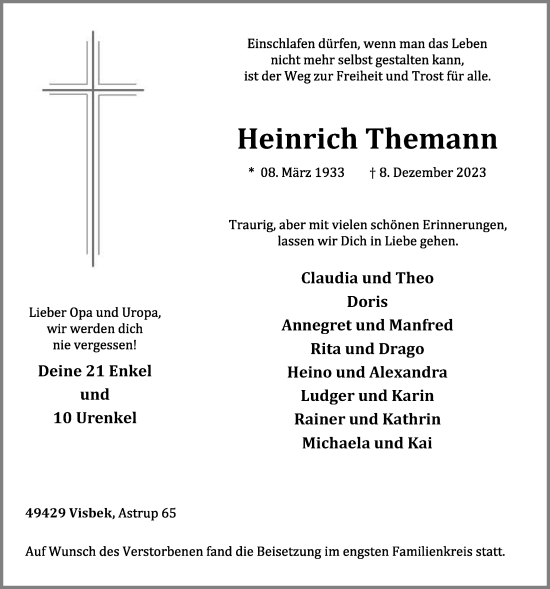Anzeige von Heinrich Themann von OM-Medien