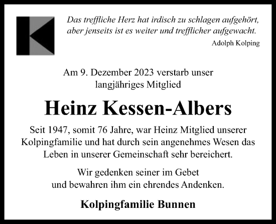 Anzeige von Heinz Kessen-Albers von OM-Medien