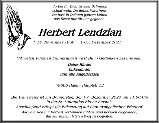 Anzeige von Herbert Lendzian von OM-Medien