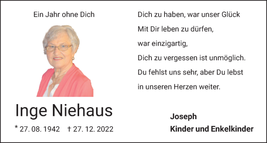 Anzeige von Inge Niehaus von OM-Medien