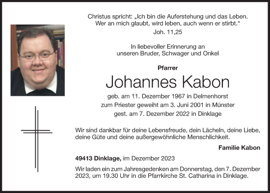 Anzeige von Johannes Kabon von OM-Medien
