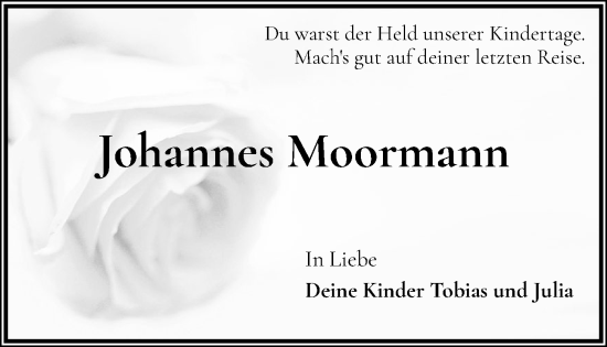 Anzeige von Johannes Moormann von OM-Medien