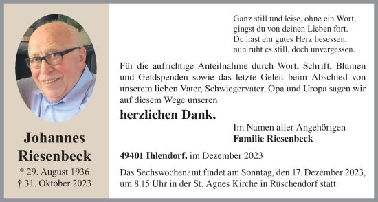 Anzeige von Johannes Riesenbeck von OM-Medien