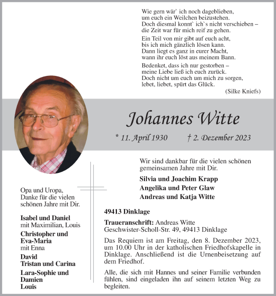 Anzeige von Johannes Witte von OM-Medien