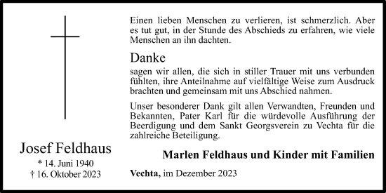Anzeige von Josef Feldhaus von OM-Medien