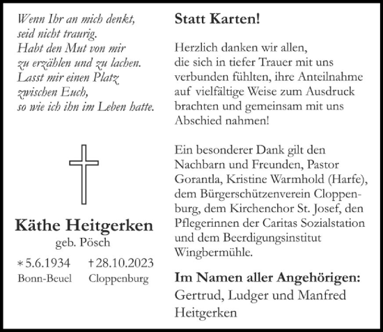 Anzeige von Käthe Heitgerken von OM-Medien