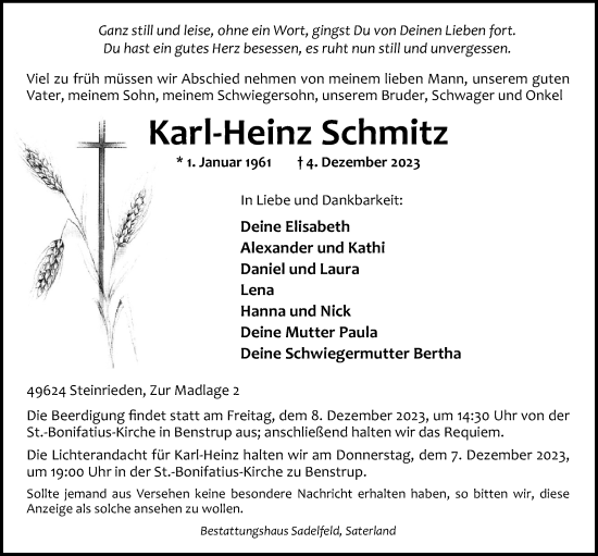 Anzeige von Karl-Heinz Schmitz von OM-Medien