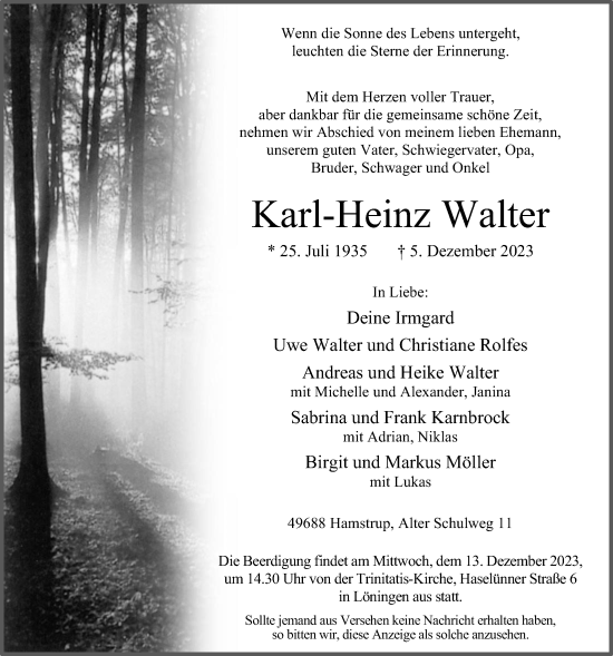 Anzeige von Karl-Heinz Walter von OM-Medien