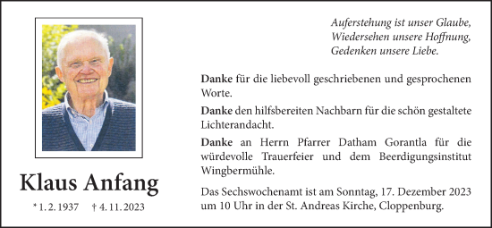 Anzeige von Klaus ANfang von OM-Medien