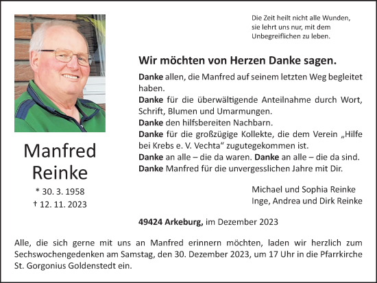 Anzeige von Manfred Reinke von OM-Medien