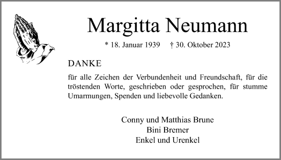 Anzeige von Margitta Neumann von OM-Medien