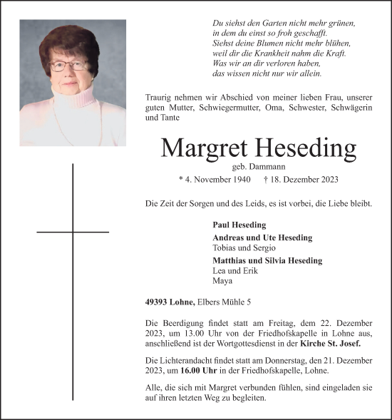Anzeige von Margret Heseding von OM-Medien
