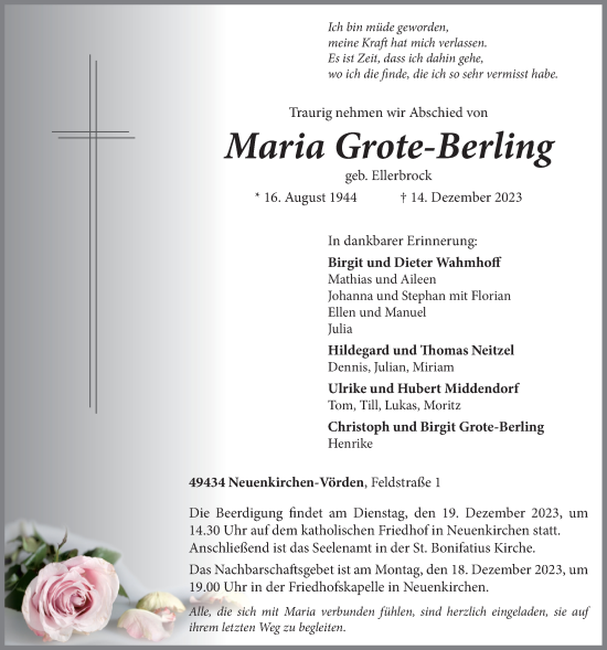 Anzeige von Maria Grote-Berling von OM-Medien