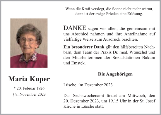 Anzeige von Maria Kuper von OM-Medien