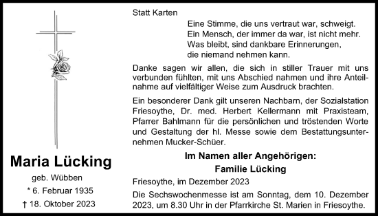 Anzeige von Maria Lücking von OM-Medien