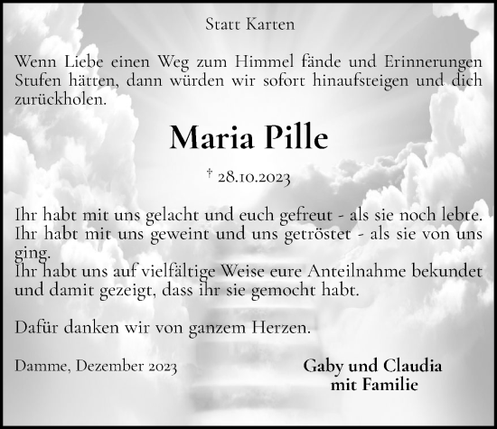 Anzeige von Maria Pille von OM-Medien