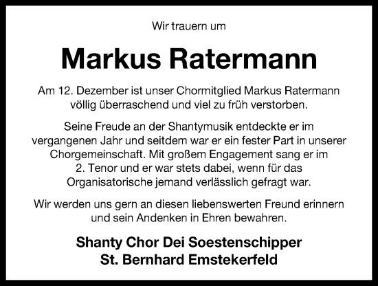 Anzeige von Markus Ratermann von OM-Medien