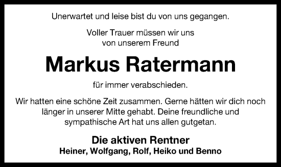 Anzeige von Markus Ratermann von OM-Medien