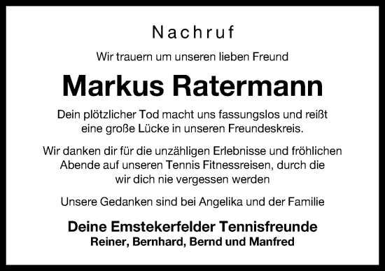 Anzeige von Markus Ratermann von OM-Medien