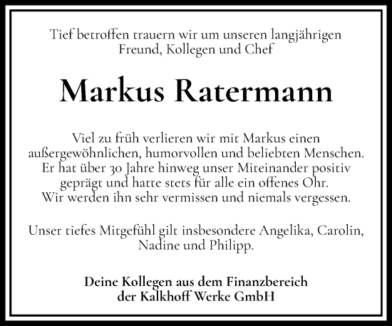 Anzeige von Markus Ratermann von OM-Medien