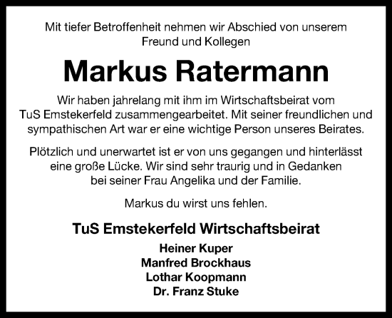 Anzeige von Markus Ratermann von OM-Medien