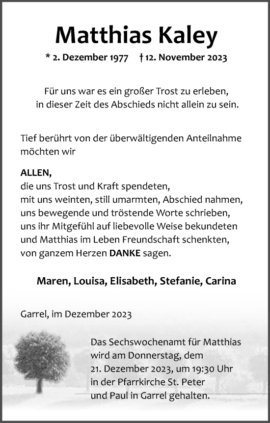 Anzeige von Matthias Kaley von OM-Medien