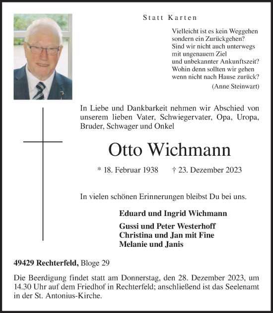 Anzeige von Otto Wichmann von OM-Medien