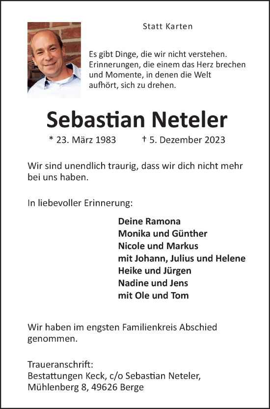 Anzeige von Sebastian Neteler von OM-Medien