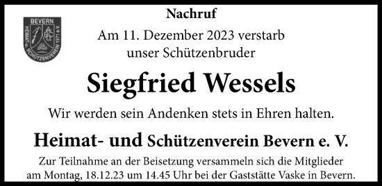 Anzeige von Siegfried Wessels von OM-Medien