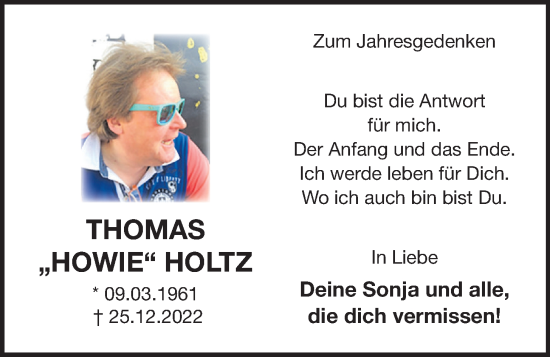 Anzeige von Thomas Holtz von OM-Medien