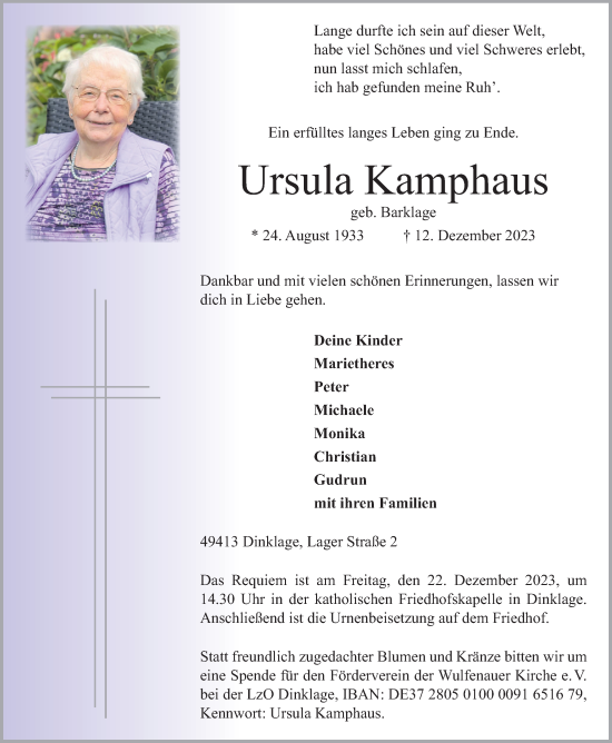 Anzeige von Ursula Kamphaus von OM-Medien