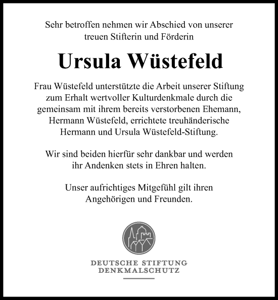 Anzeige von Ursula Wüstefeld von OM-Medien