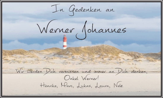Anzeige von Werner Johannes von OM-Medien