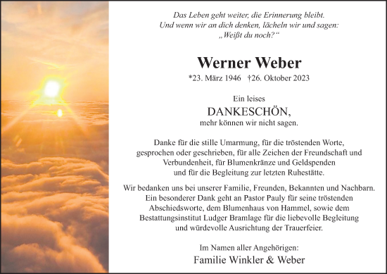 Anzeige von Werner Weber von OM-Medien