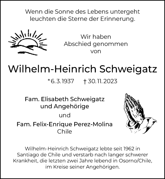 Anzeige von Wilhelm-Heinrich Schweigatz von OM-Medien