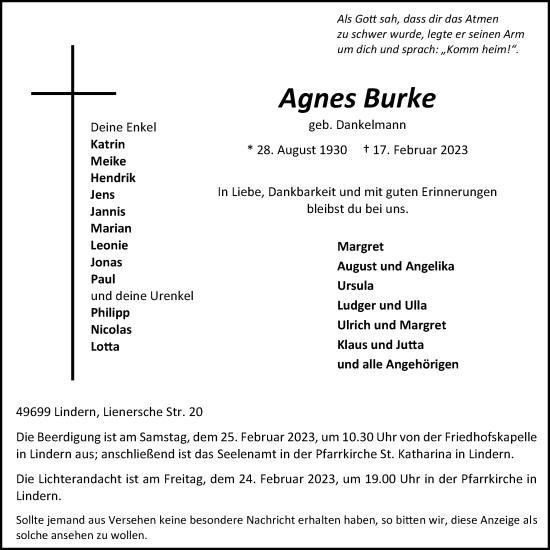 Anzeige von Agnes Burke von OM-Medien